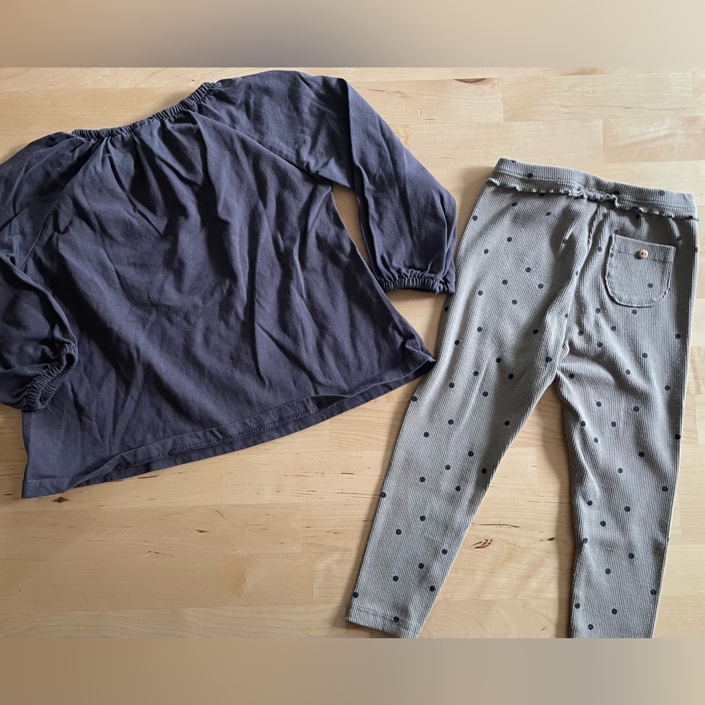 Zara girls shirt leggings outfit 2-3y